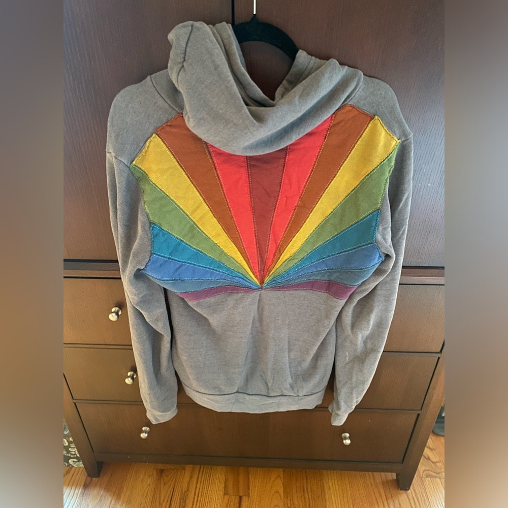 Aviator Nation Hoodie Zip Sunburst Sweatshirt Gray Size Medium